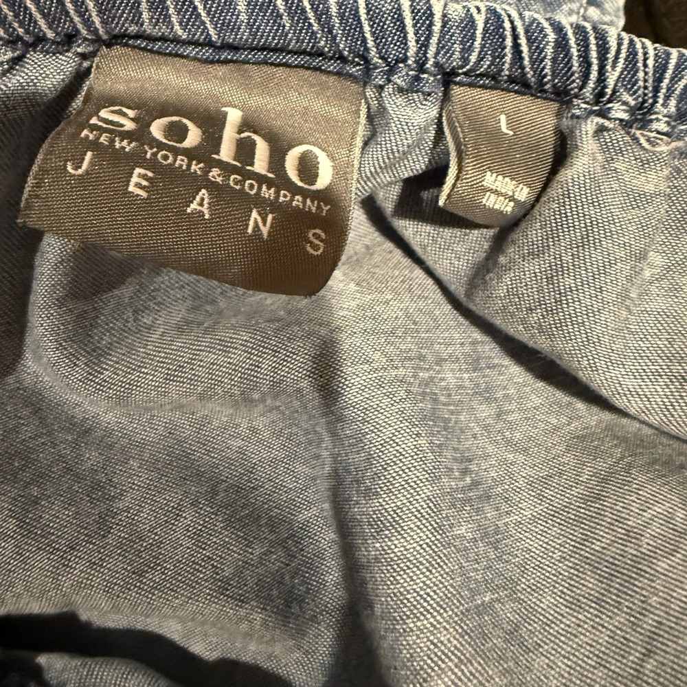 Light Chambray Off-Shoulder Ruffle Tunic - Picture 3 of 3